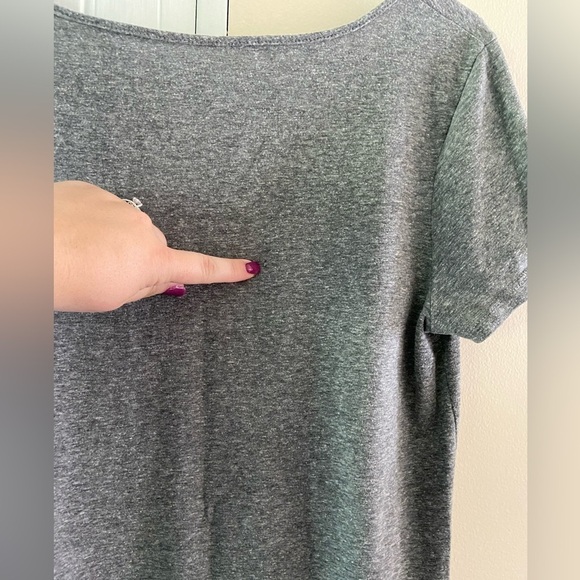 KT Maternity womens gray short sleeve knit top XL 'Miracle In Progress' printing - Picture 4 of 5